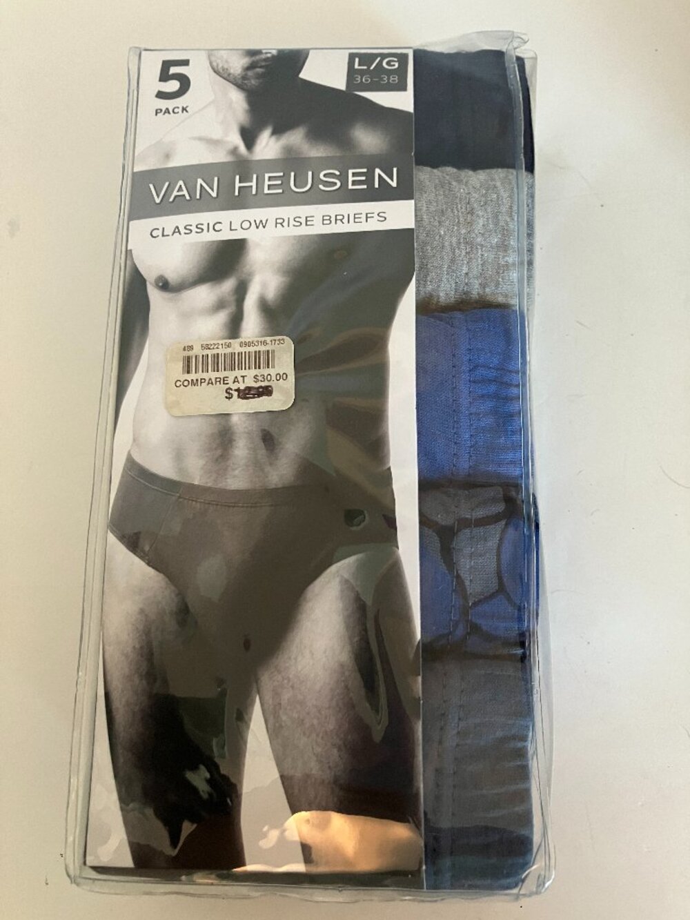 Van Heusen Mens 5 Pack Classic Low Rise Briefs L 36-38 Assorted New In Pack
